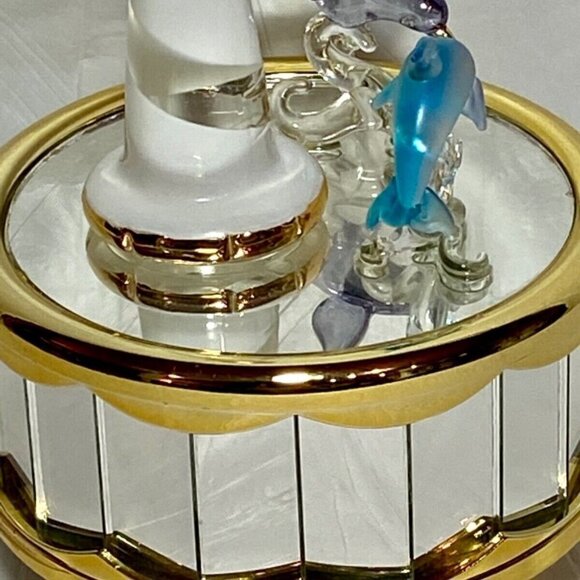 Hand Crafted Mirrored Glass Art Musical Dolphin Seagal & Light Tower Figurines - Picture 6 of 11
